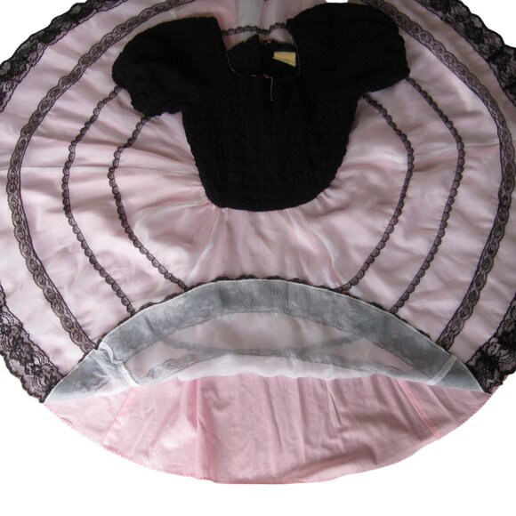 Vintage 70s Square Dance Circle Dress Black Pink Western Rockabilly 28" Waist US - Picture 4 of 6